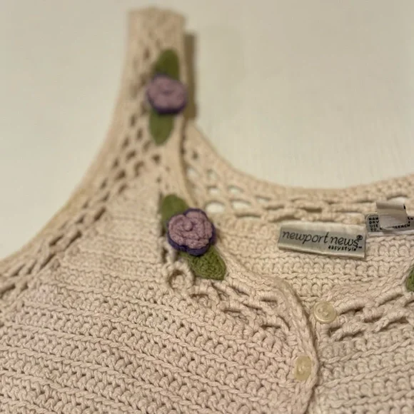 Vintage 90s Crochet Purple Florette crop top tank  Tank  Newport News - Picture 11 of 11